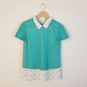 Elle Collared Mixed Media Blouse